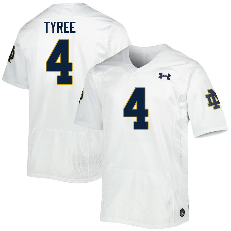Men #4 Chris Tyree Notre Dame Fighting Irish College Football Jerseys Stitched Sale-White - Click Image to Close